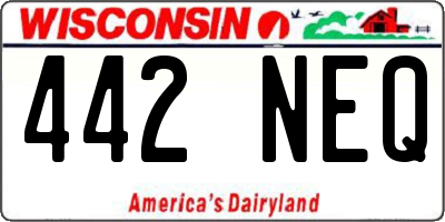 WI license plate 442NEQ