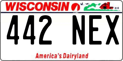 WI license plate 442NEX