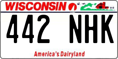 WI license plate 442NHK