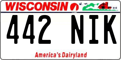 WI license plate 442NIK