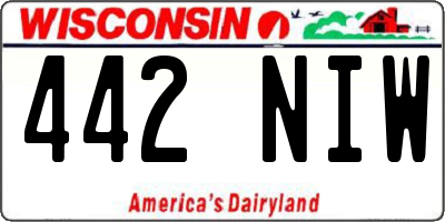 WI license plate 442NIW