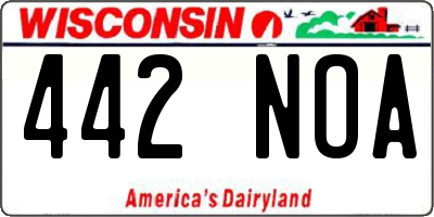 WI license plate 442NOA