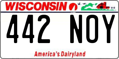WI license plate 442NOY
