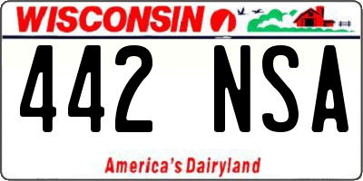 WI license plate 442NSA