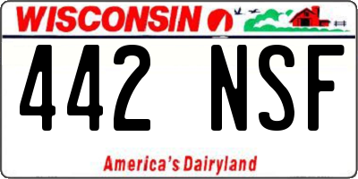 WI license plate 442NSF
