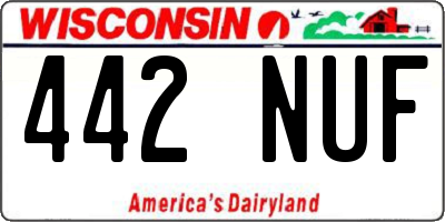 WI license plate 442NUF