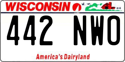 WI license plate 442NWO