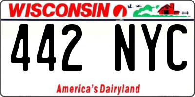 WI license plate 442NYC