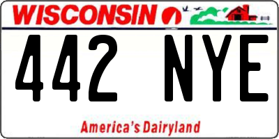 WI license plate 442NYE