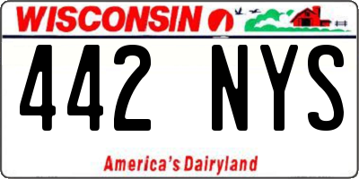 WI license plate 442NYS