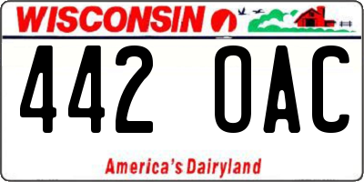 WI license plate 442OAC