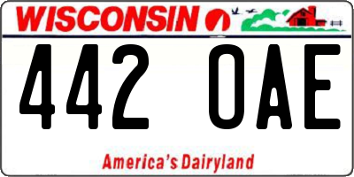 WI license plate 442OAE