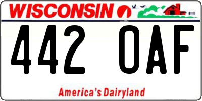WI license plate 442OAF