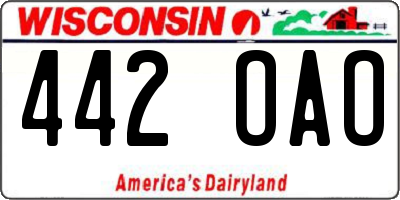 WI license plate 442OAO