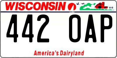 WI license plate 442OAP