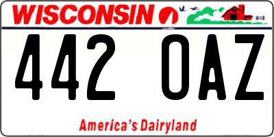 WI license plate 442OAZ