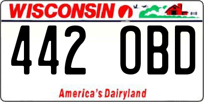 WI license plate 442OBD