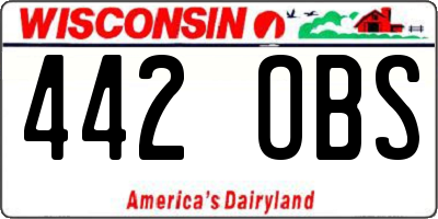 WI license plate 442OBS