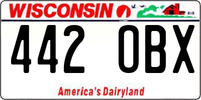 WI license plate 442OBX