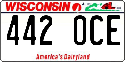 WI license plate 442OCE