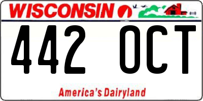 WI license plate 442OCT