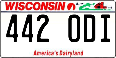 WI license plate 442ODI