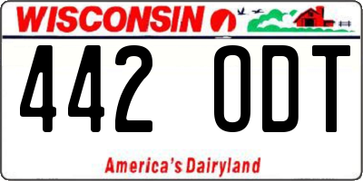 WI license plate 442ODT