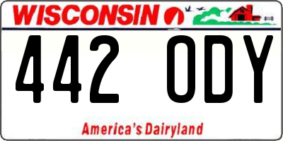 WI license plate 442ODY