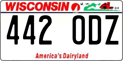 WI license plate 442ODZ