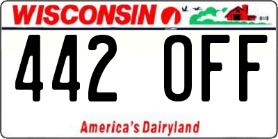 WI license plate 442OFF
