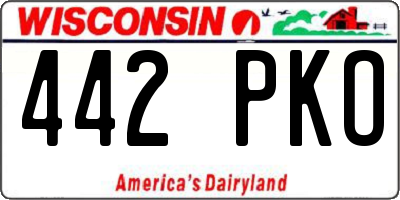 WI license plate 442PKO