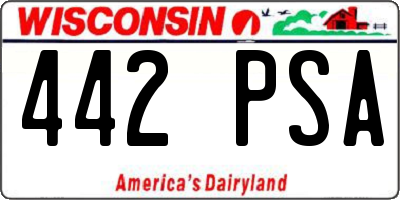 WI license plate 442PSA