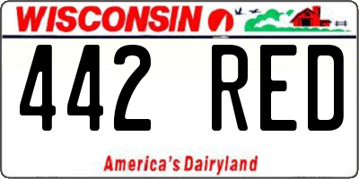 WI license plate 442RED