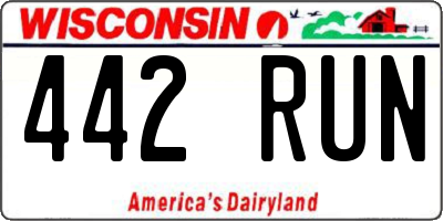 WI license plate 442RUN