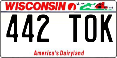 WI license plate 442TOK