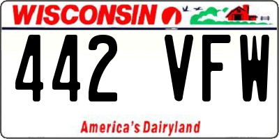 WI license plate 442VFW