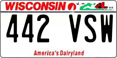 WI license plate 442VSW
