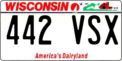 WI license plate 442VSX