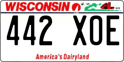 WI license plate 442XOE