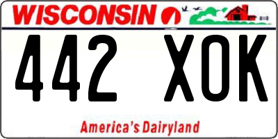 WI license plate 442XOK