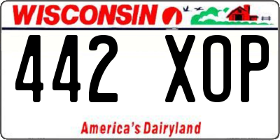 WI license plate 442XOP