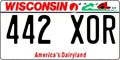 WI license plate 442XOR