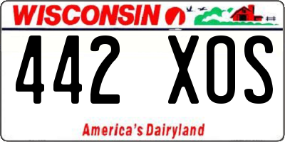 WI license plate 442XOS