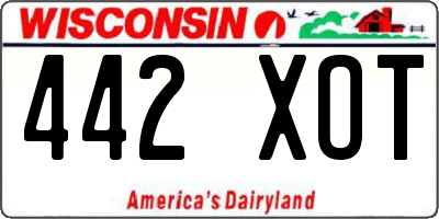 WI license plate 442XOT