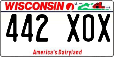 WI license plate 442XOX