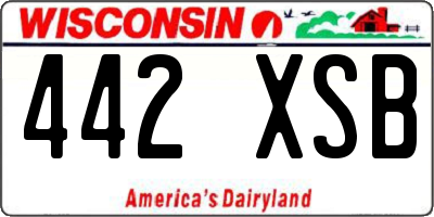 WI license plate 442XSB