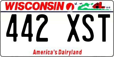 WI license plate 442XST