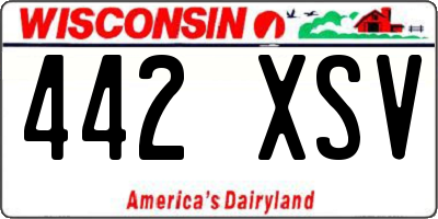 WI license plate 442XSV