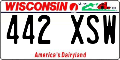 WI license plate 442XSW