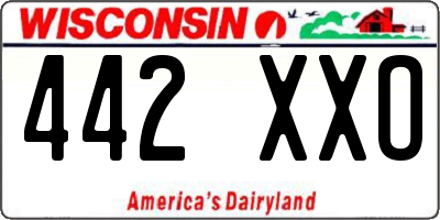 WI license plate 442XXO